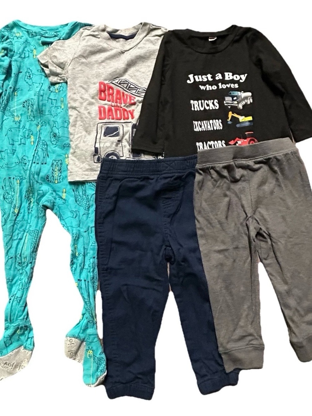 Toddler Boy Clothing Footie Pajamas Shirts Pants Firetruck Size 24 Months